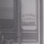 St. Charles Savings Bank window from 1867