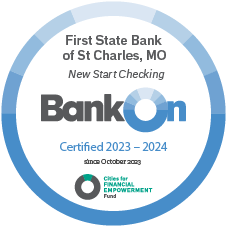 First State Bank of St Charles, MO New Start Checking Bank On logo