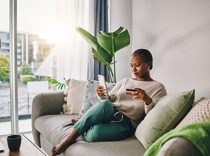 Woman applying for a credit card at First State Bank