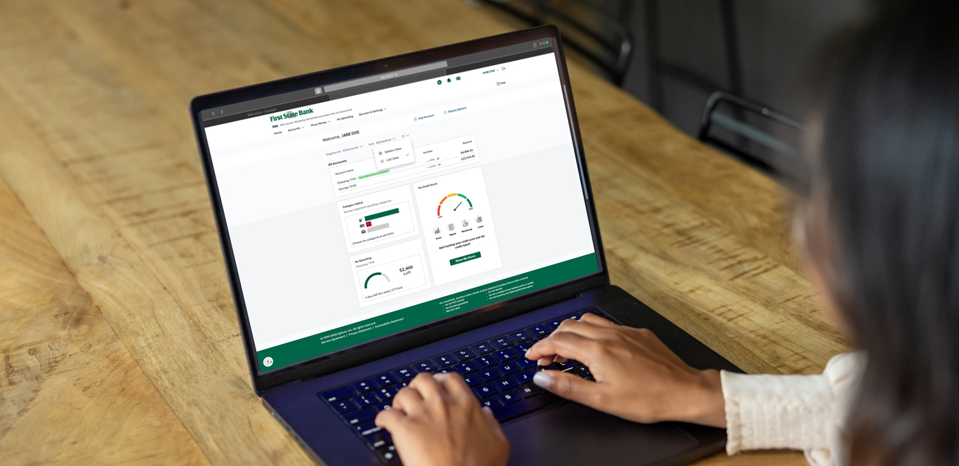 First State Bank customer utilizing the digital banking updates.