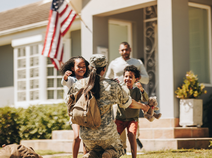 U.S. veteran returning home to family